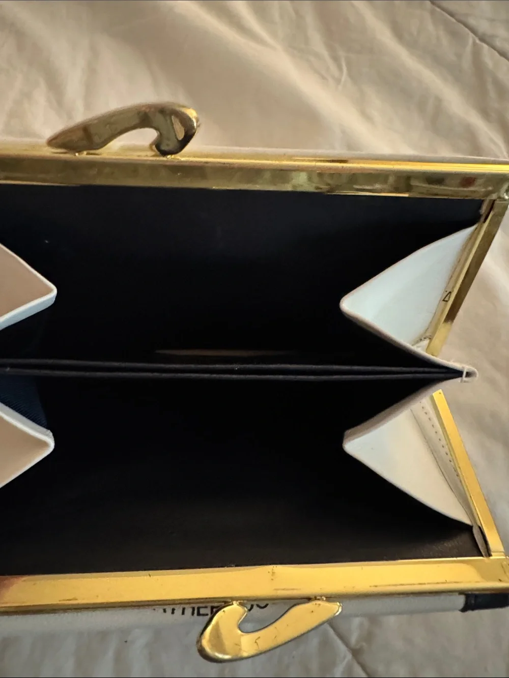HCL Handcrafted White & Black wallet with Gold Accent. Made in Germany
